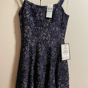 NWT Speechless Elegant Navy Lace Mini Dress Juniors Size 5 WITH POCKETS!!!!